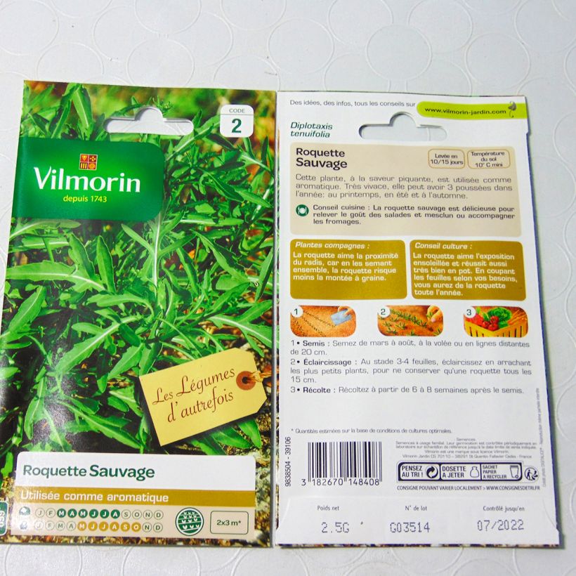 Exemple de spécimen de Roquette sauvage - Vilmorin le sachet de 1100 graines environ (2g) tel que livré