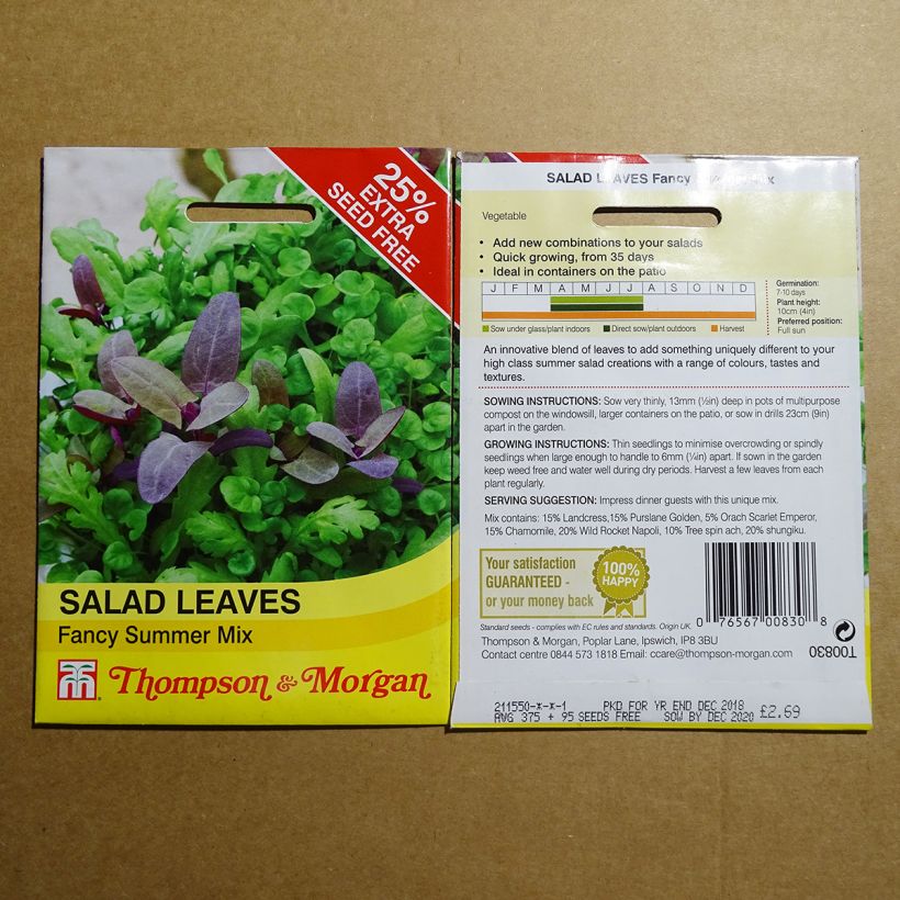 Exemple de spécimen de Salades à couper Fancy Summer Mix - Mesclun le sachet de 400 graines environ tel que livré
