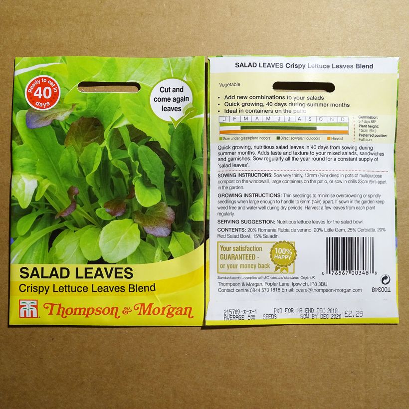 Example of Salades à couper Lettuce Leaves Crunchy Blend - Mesclun le sachet de 1000 graines environ as you get