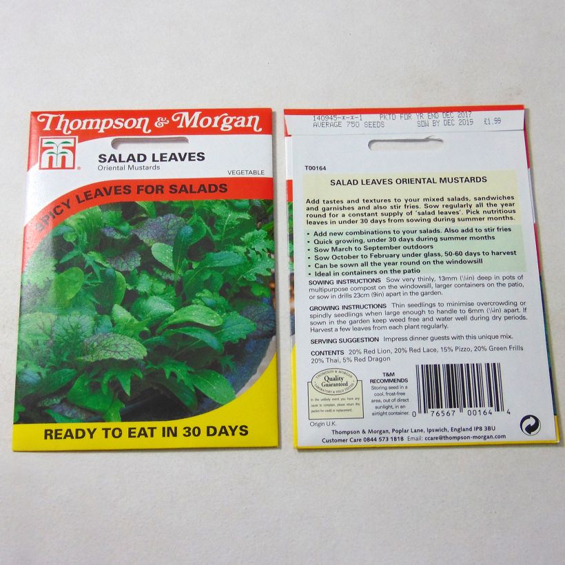 Exemple de spécimen de Salades à couper Oriental Mustards - Mesclun le sachet de 2000 graines environ tel que livré