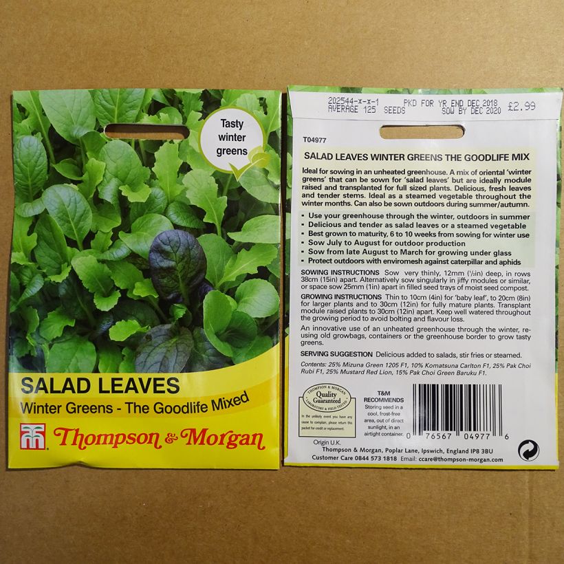 Exemple de spécimen de Salades à couper The Good Life Mix - Mesclun le sachet de 150 graines environ tel que livré