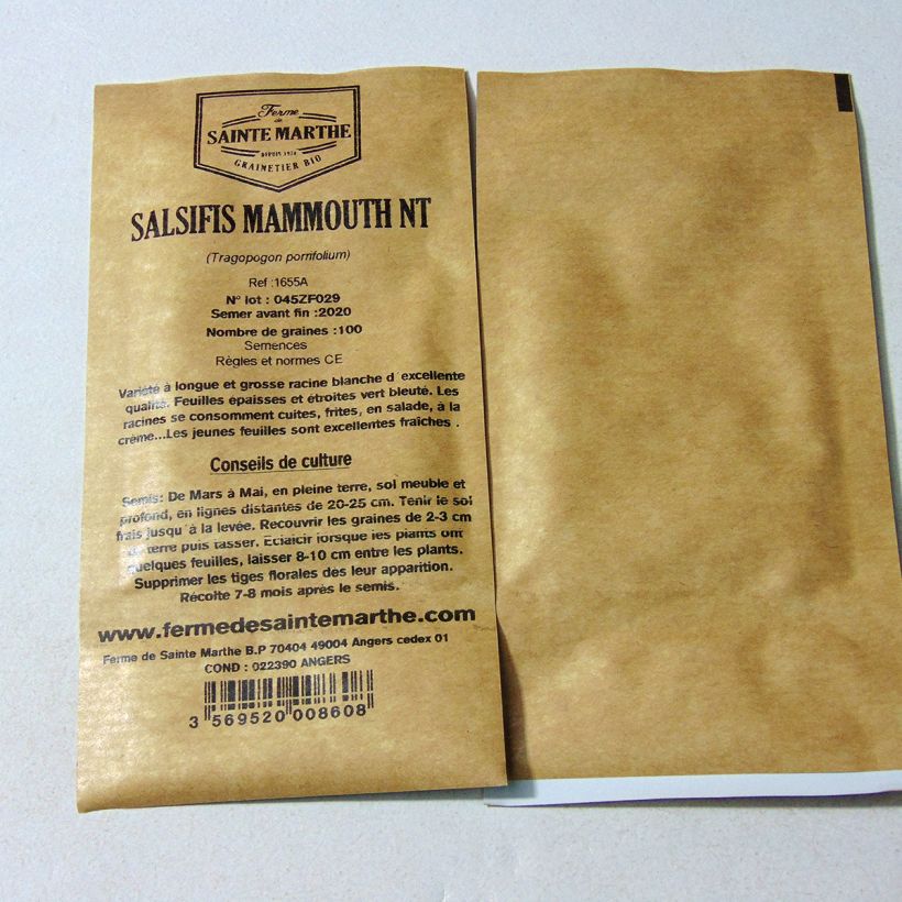 Exemple de spécimen de Salsifis Mammouth Bio - Ferme de Sainte Marthe le sachet de 100 graines environ (1g) tel que livré