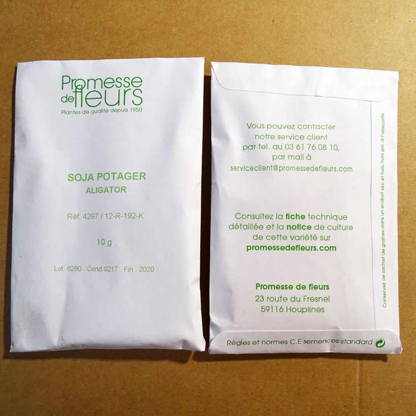 Exemple de spécimen de Soja potager (Glycine hispida ou Dolichos soja) le sachet de +/- 50 graines environ (minimum 10g) tel que livré