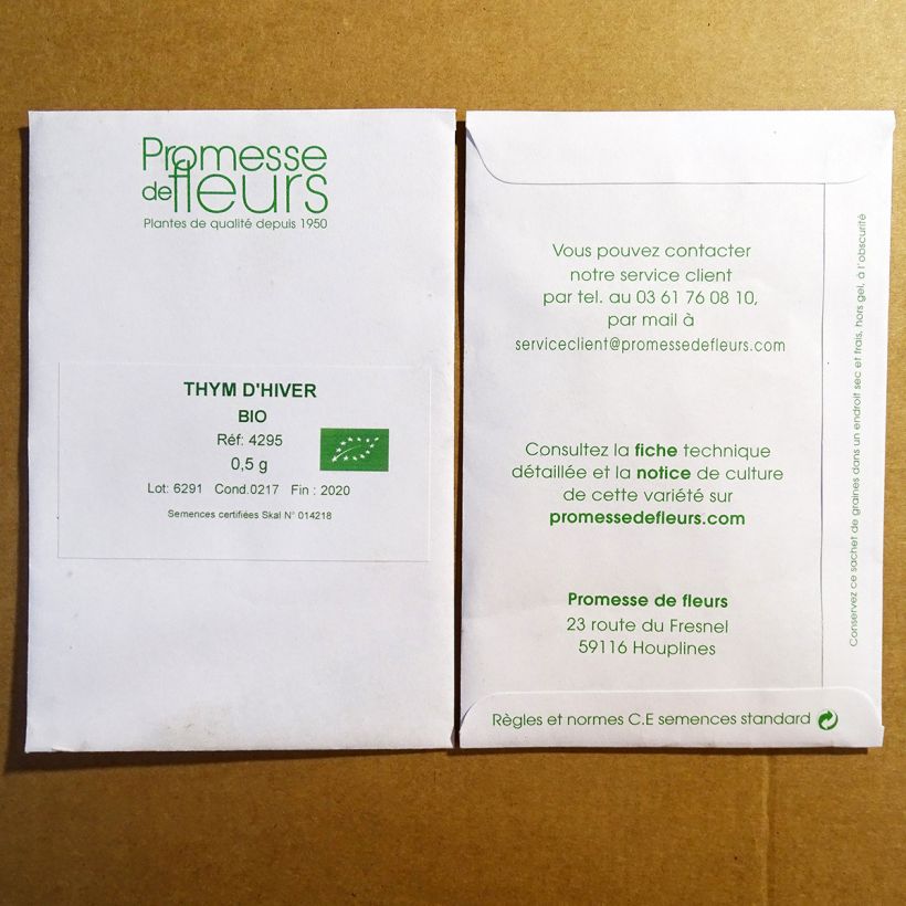 Example of Thym d'hiver Bio - Thymus vulgaris le sachet de +/- 2500 graines environ (minimum 0,5g) as you get