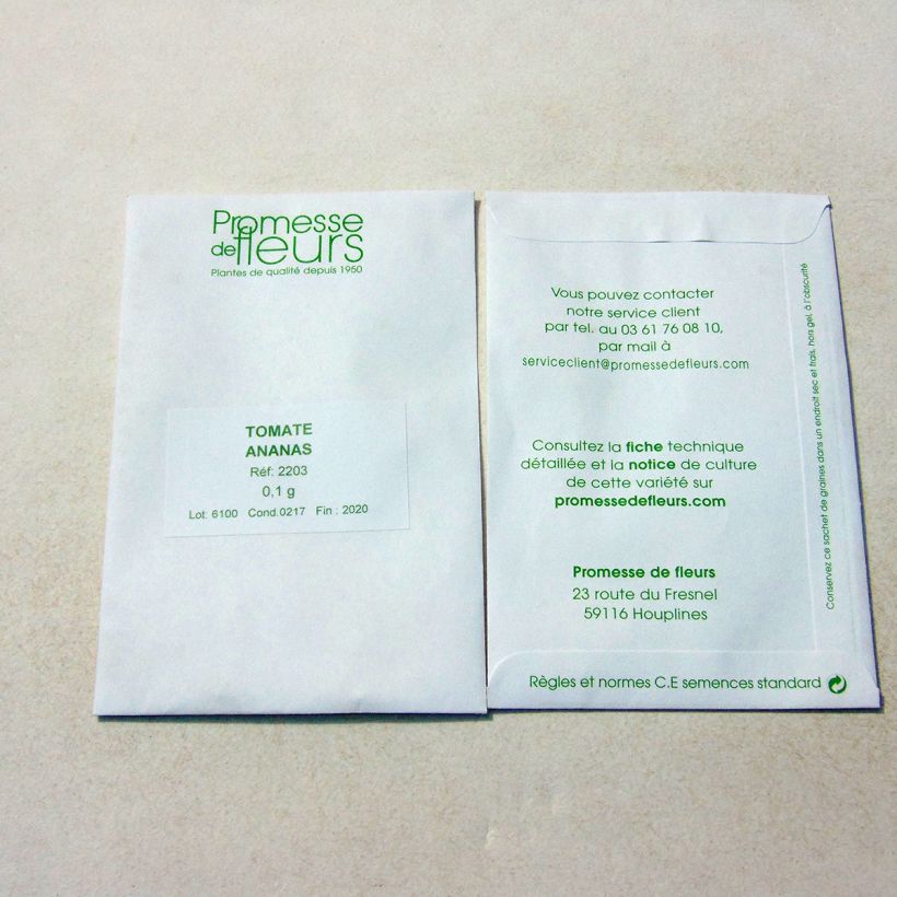 Example of Tomate Ananas le sachet de +/- 30 graines environ (minimum 0,1g) as you get