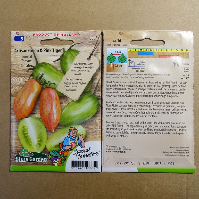 Example of Tomate Artisan Green Tiger & Pink Tiger le sachet de 16 graines environ as you get
