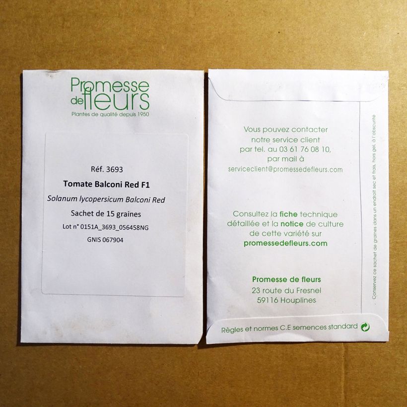 Exemple de spécimen de Tomate Balconi Red F1 le sachet de 15 graines environ tel que livré