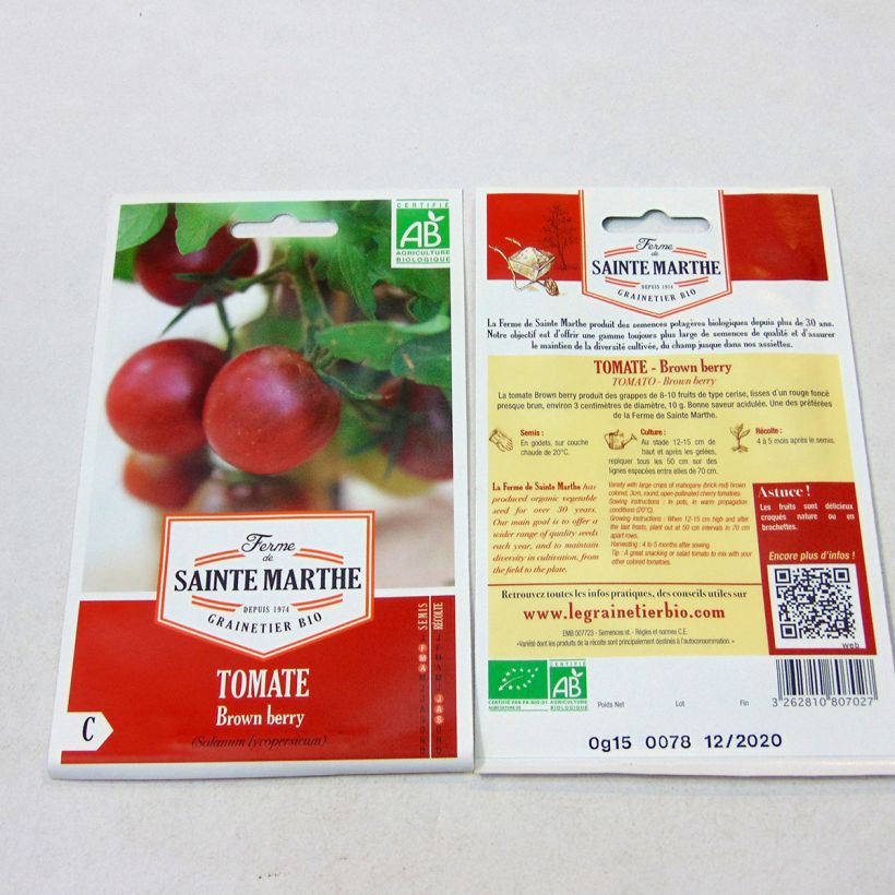 Example of Tomate Brown Berry Bio - Ferme de Sainte Marthe le sachet de 50 graines environ as you get