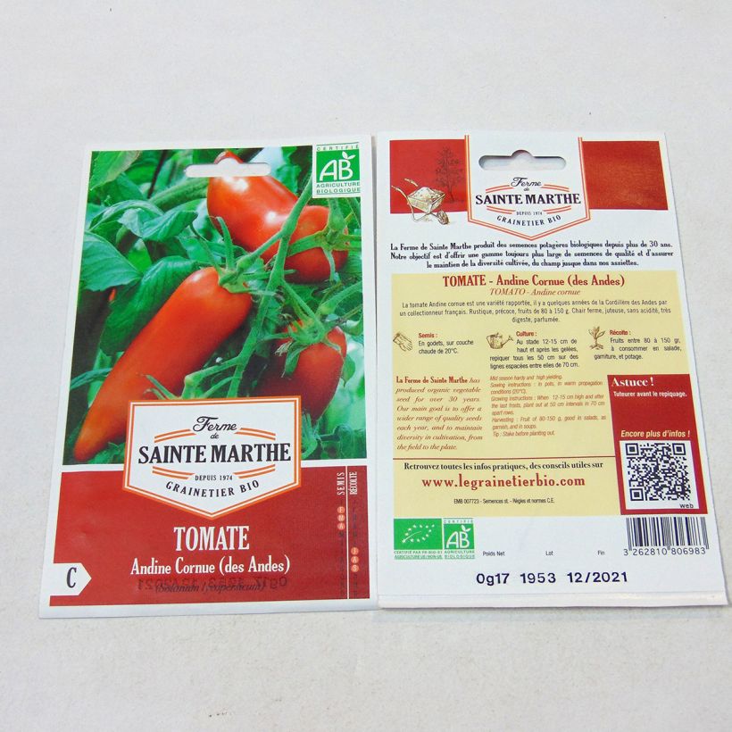 Example of Tomate Cornue des Andes Bio – Ferme de Sainte Marthe le sachet de 50 graines environ as you get
