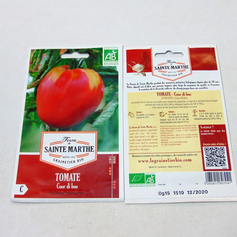 Example of Tomate Cuor Di Bue Bio - Cœur de Bœuf - Ferme de Sainte Marthe le sachet de 60 graines environ as you get
