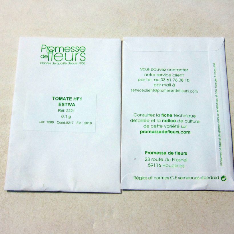 Example of Tomate Estiva F1 le sachet de +/- 25 graines environ (minimum 0,1g) as you get