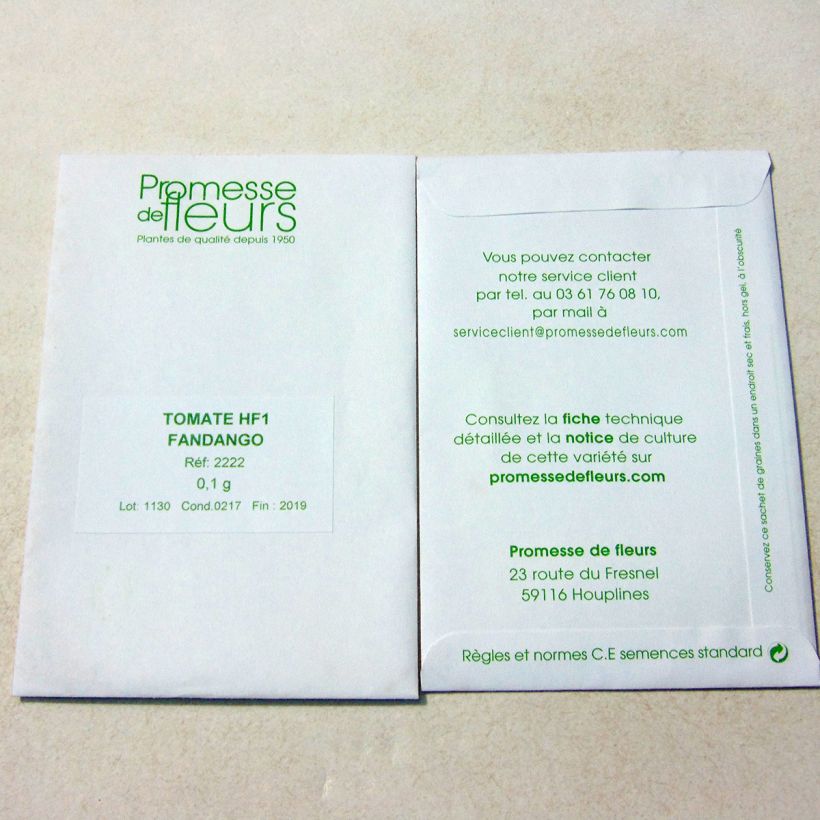 Example of Tomate Fandango F1 le sachet de +/- 25 graines environ (minimum 0,1g) as you get