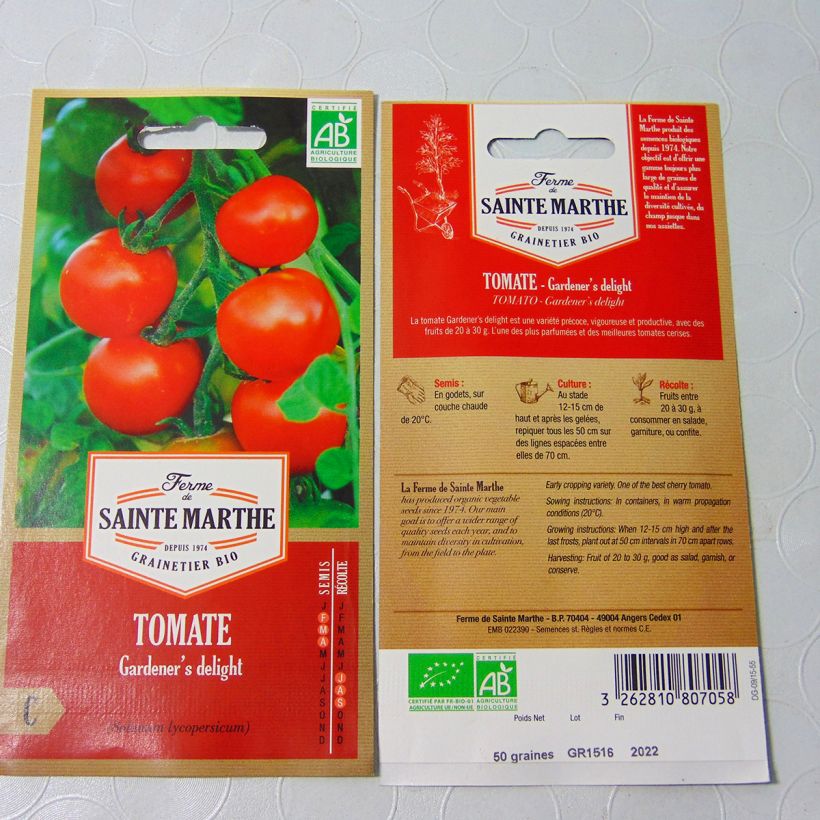 Example of Tomate Garderner's Delight Bio - Ferme de Sainte Marthe le sachet de 60 graines environ as you get