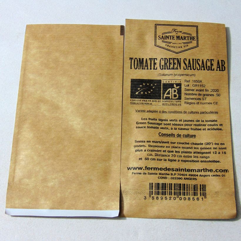 Example of Tomate Green Sausage Bio - Ferme de Sainte Marthe le sachet de 50 graines environ as you get