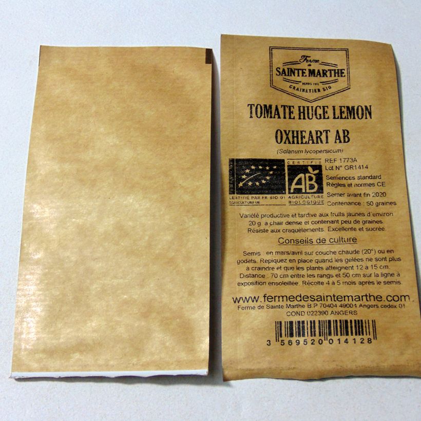 Example of Tomate Huge Lemon Oxheart Bio - Ferme de Sainte Marthe le sachet de 50 graines environ as you get