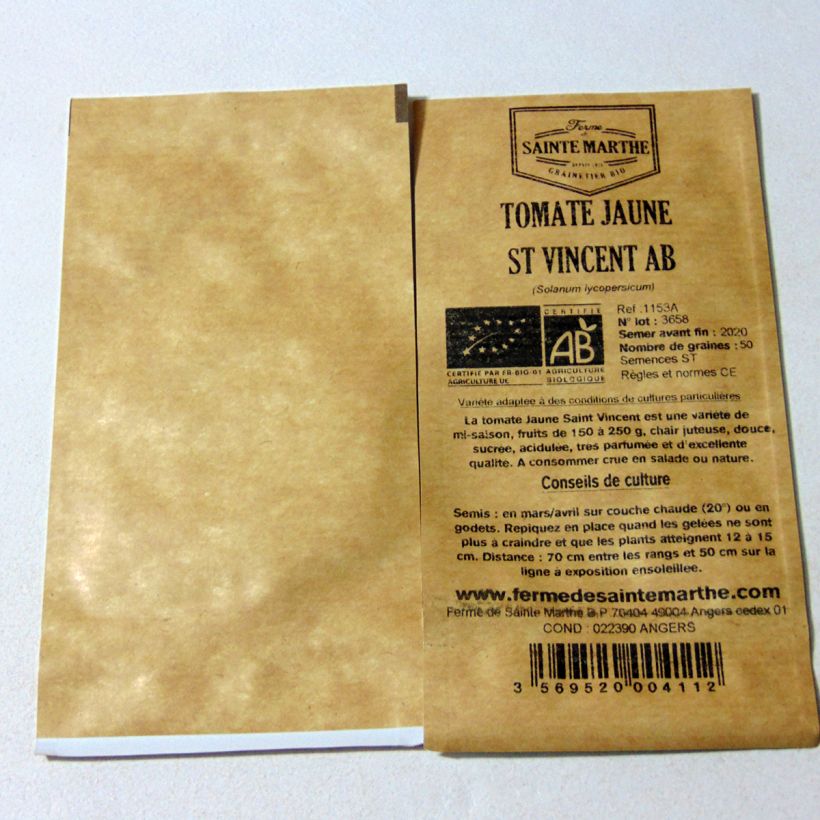Example of Tomate Jaune Saint Vincent Bio - Ferme de Sainte Marthe le sachet de 50 graines environ as you get