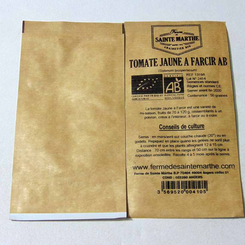 Example of Tomate Jaune à farcir Yellow Stuffer Bio - Ferme de Sainte Marthe le sachet de 50 graines environ as you get