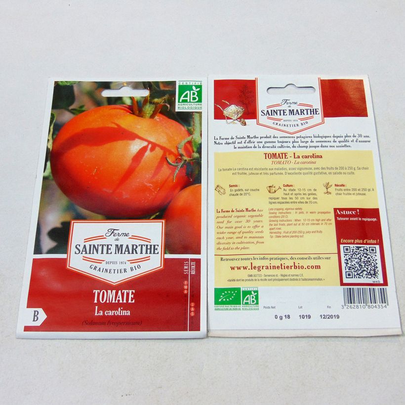 Example of Tomate La Carotina Bio - Ferme de Sainte Marthe le sachet de 40 graines environ as you get