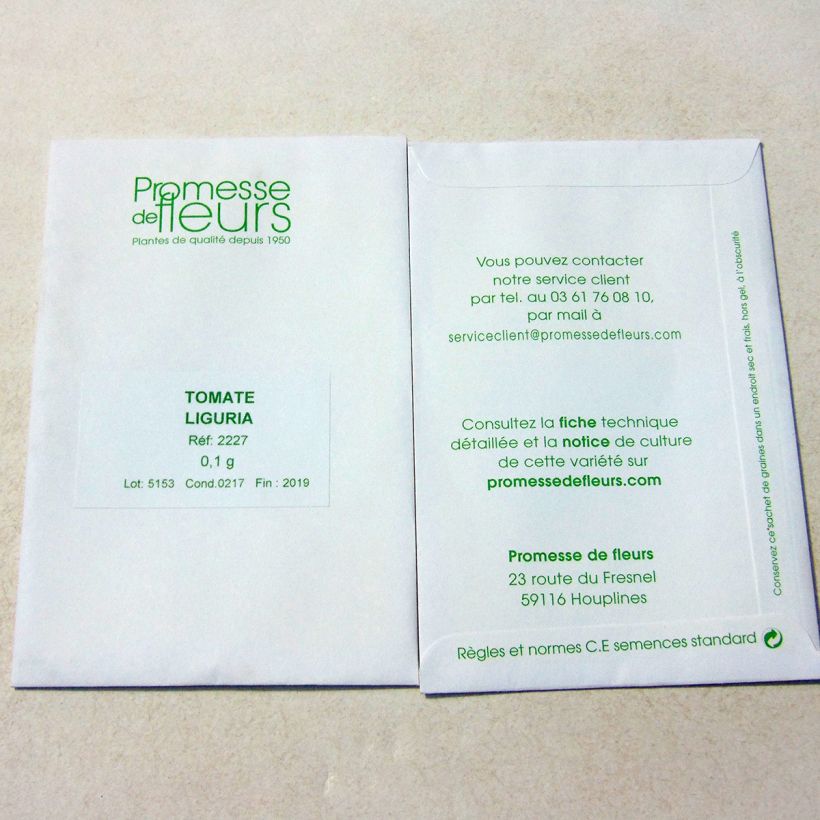 Example of Tomate Liguria le sachet de +/- 30 graines environ (minimum 0,1g) as you get
