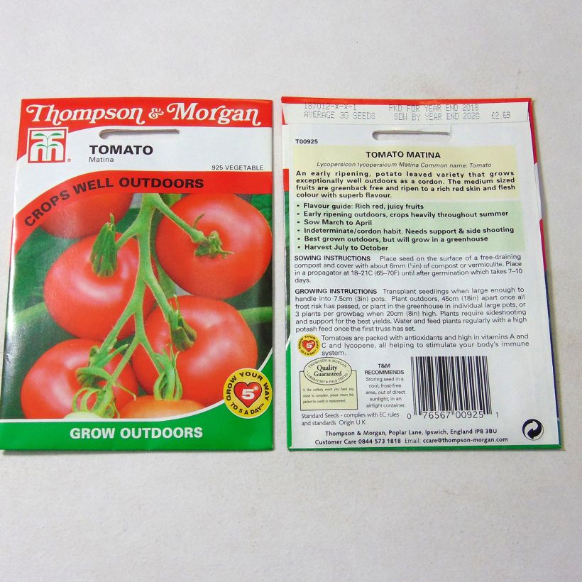 Exemple de spécimen de Tomate Matina - Tomate Grappe le sachet de 30 graines environ tel que livré