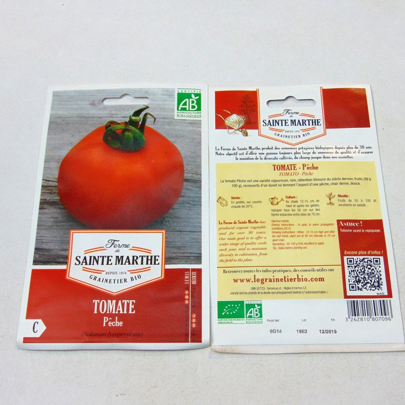 Example of Tomate Pêche Bio – Ferme de Sainte Marthe le sachet de 40 graines environ as you get