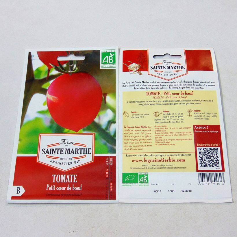 Example of Tomate Petit Coeur de Boeuf Bio - Ferme de Sainte Marthe le sachet de 50 graines environ as you get