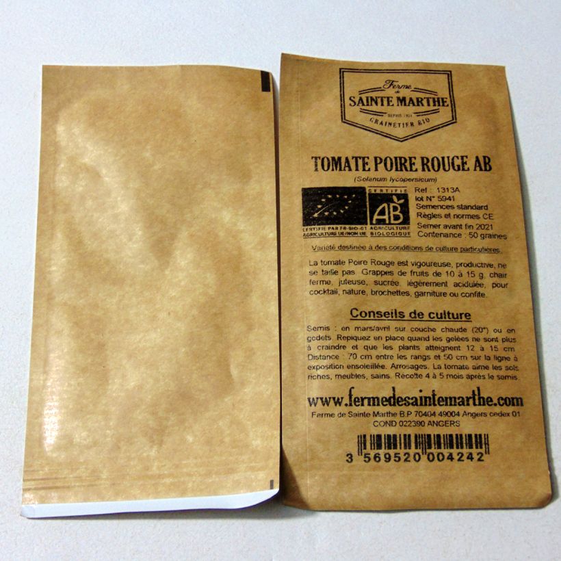 Example of Tomate Poire rouge Bio - Ferme de Sainte Marthe le sachet de 50 graines environ as you get