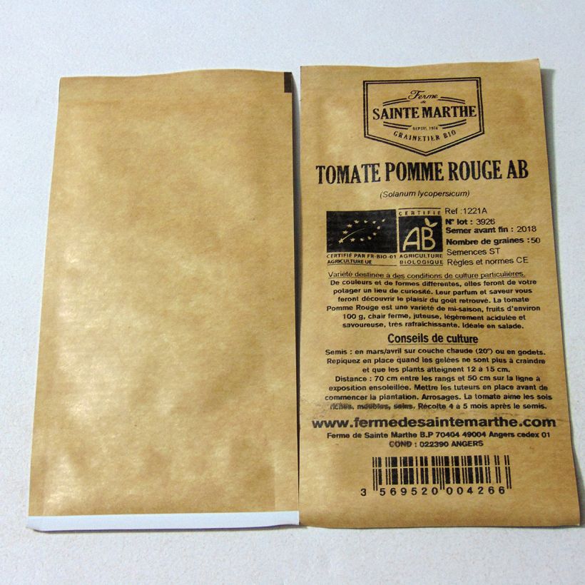 Example of Tomate Pomme rouge Bio - Ferme de Sainte Marthe le sachet de 50 graines environ as you get