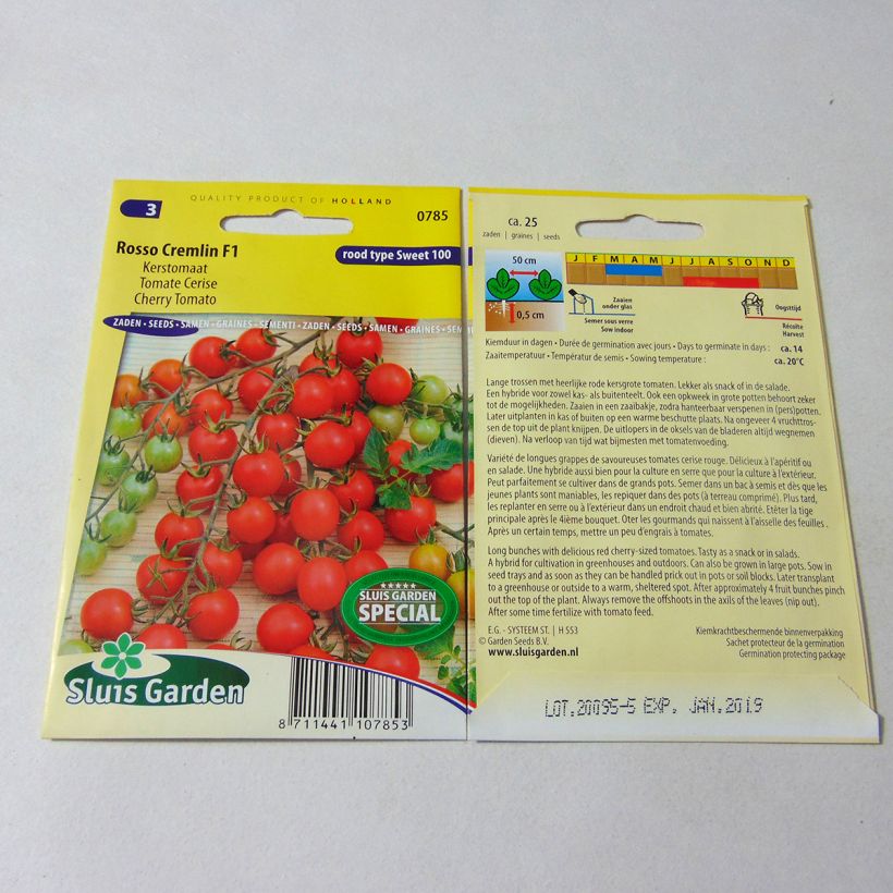 Exemple de spécimen de Tomate Rosso Cremlin F1 - Tomate-cerise le sachet de 25 graines environ tel que livré