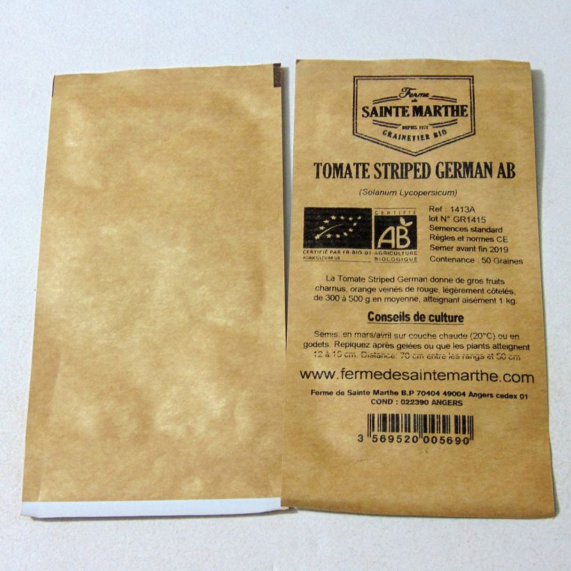 Example of Tomate Striped German Bio - Ferme de Sainte Marthe le sachet de 50 graines environ as you get
