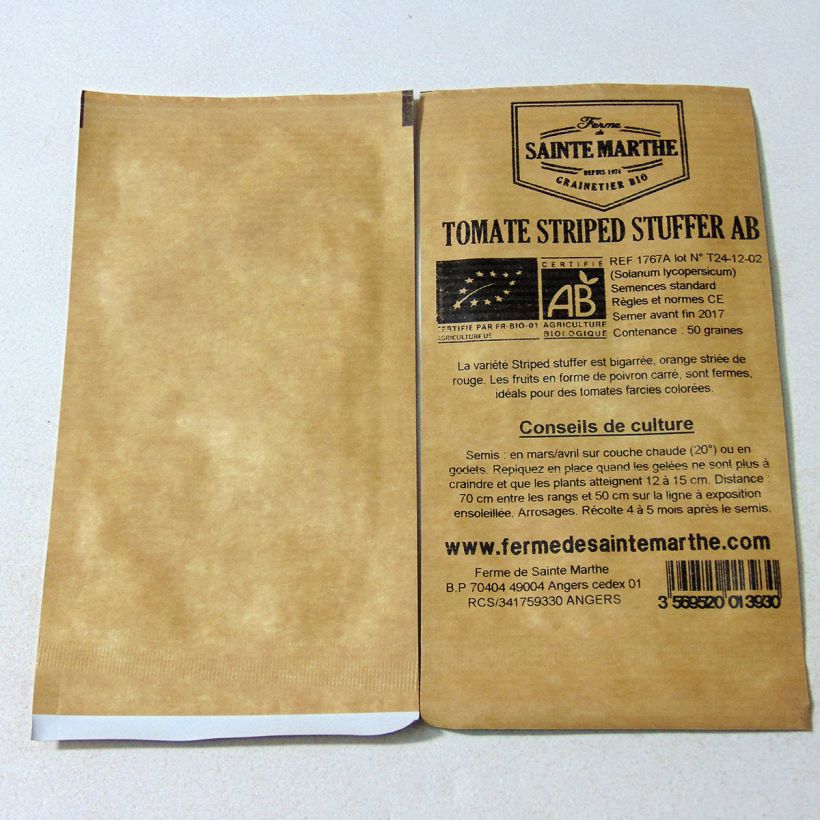 Example of Tomate Striped Stuffer Bio - Ferme de Sainte Marthe le sachet de 50 graines environ as you get