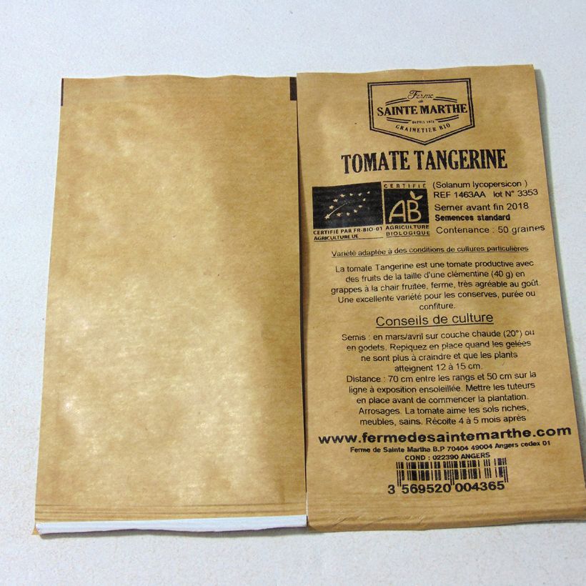 Example of Tomate Tangerine Bio - Ferme de Sainte Marthe  le sachet de 50 graines environ as you get