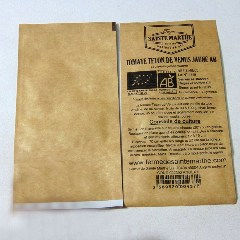 Example of Tomate Téton de Venus jaune Bio - Ferme de Sainte Marthe le sachet de 50 graines environ as you get