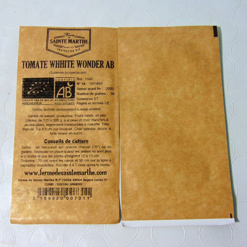 Example of Tomate White Wonder Bio - Ferme de Sainte Marthe le sachet de 50 graines environ as you get