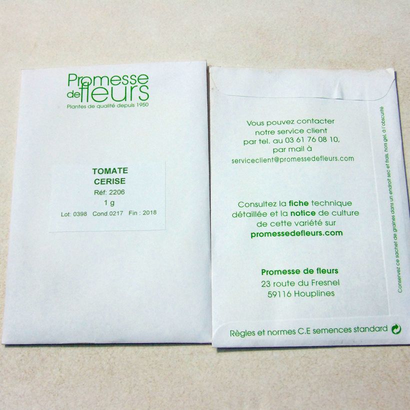 Example of Tomate cerise le sachet de +/- 500 graines environ (minimum 1g) as you get