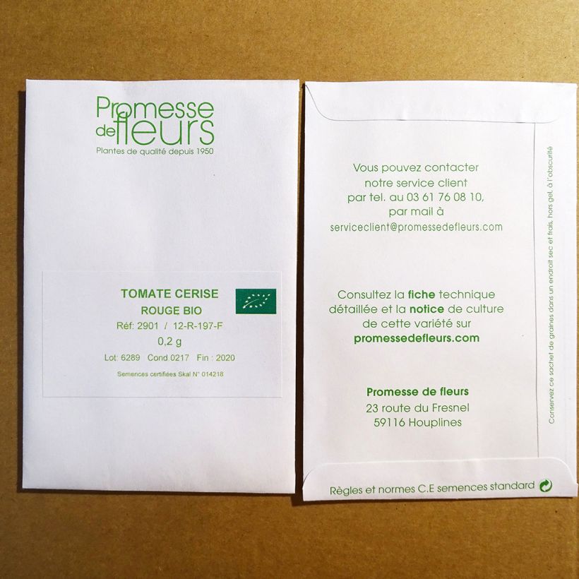 Exemple de spécimen de Tomate cerise Bio le sachet de +/- 100 graines environ (minimum 0,2g) tel que livré