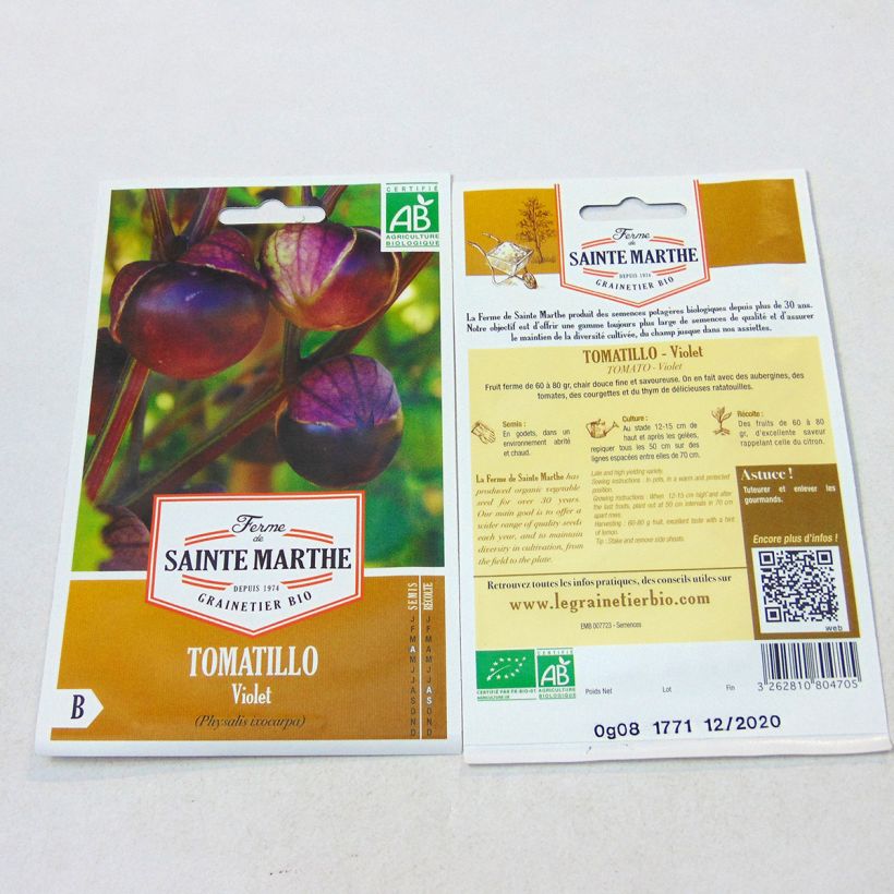 Example of Tomatillo Violet Bio - Ferme de Sainte Marthe le sachet de 30 graines environ as you get