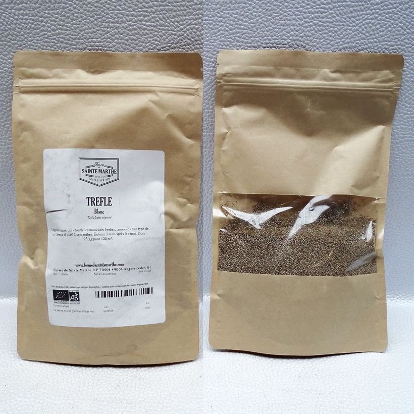 Example of Trèfle blanc Bio - Engrais vert - Ferme de Sainte Marthe le sachet de graines de 150 grammes as you get
