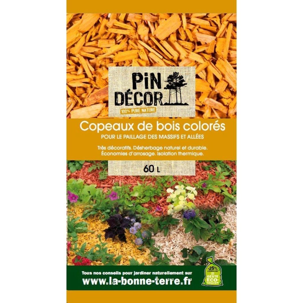 Copeaux colorés de bois jaune en sac de 60L