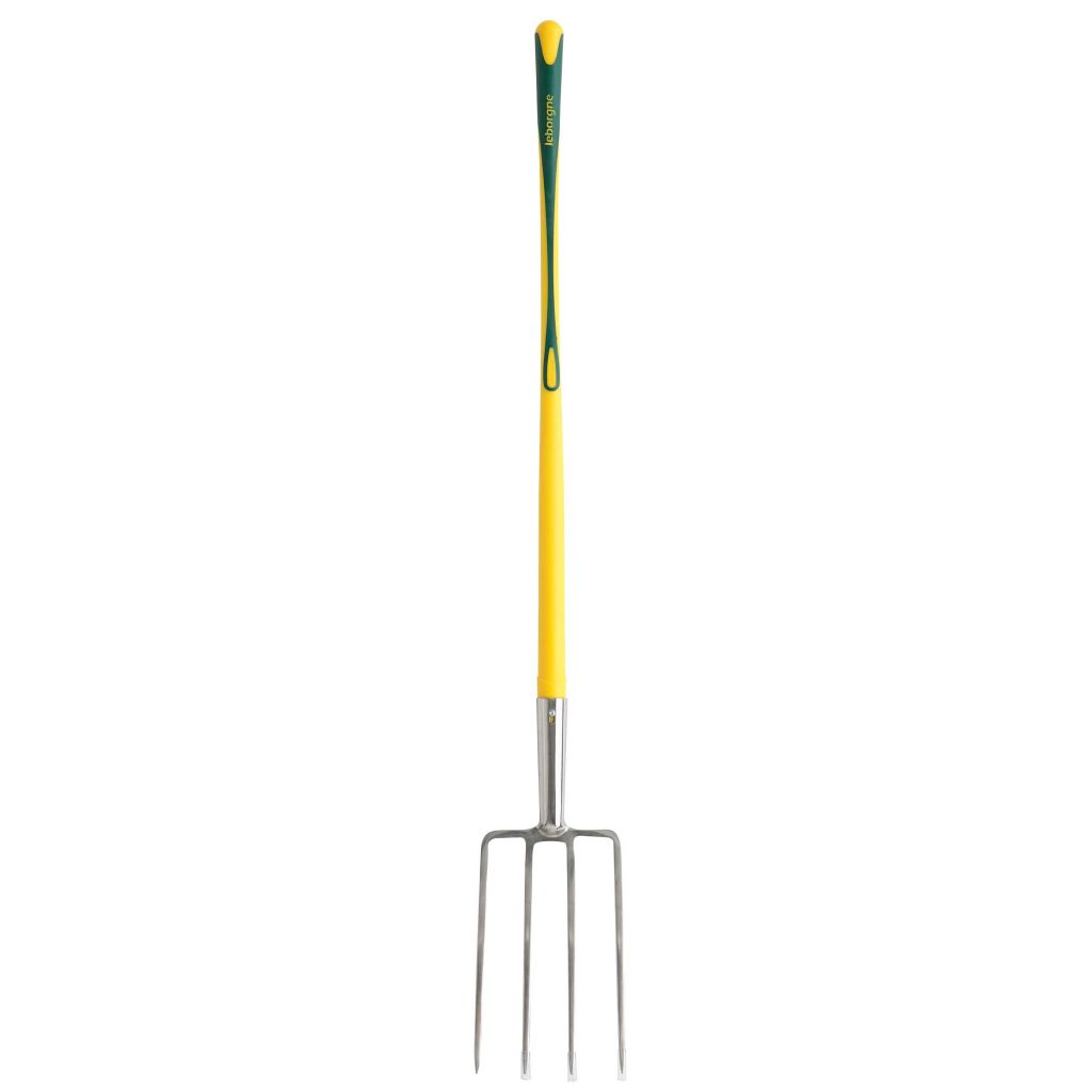 Fourche à bêcher 4 dents inox manche Novagrip pomme Leborgne