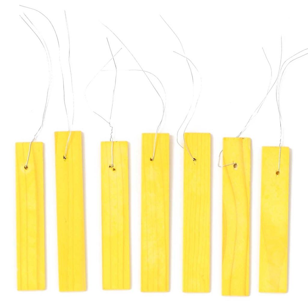 Etiquette à accrocher en bois jaune